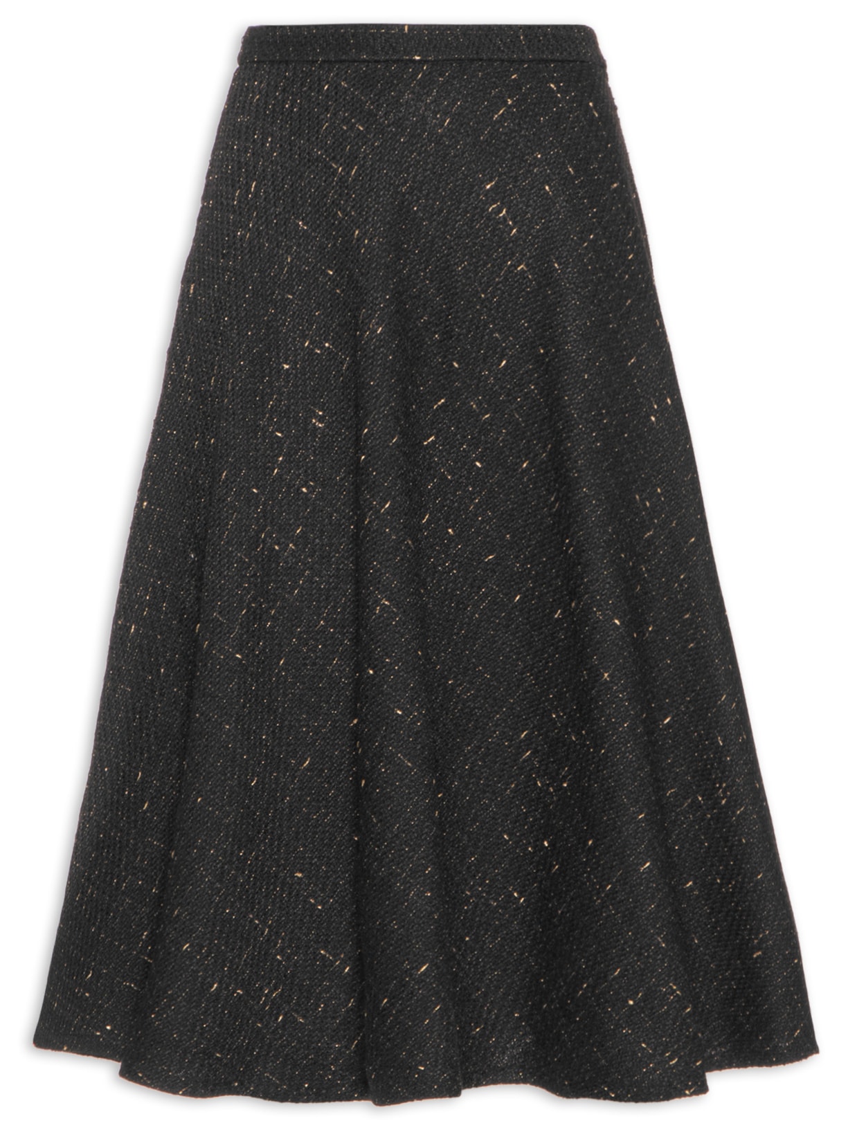 Saia Midi Em Tweed - Preto