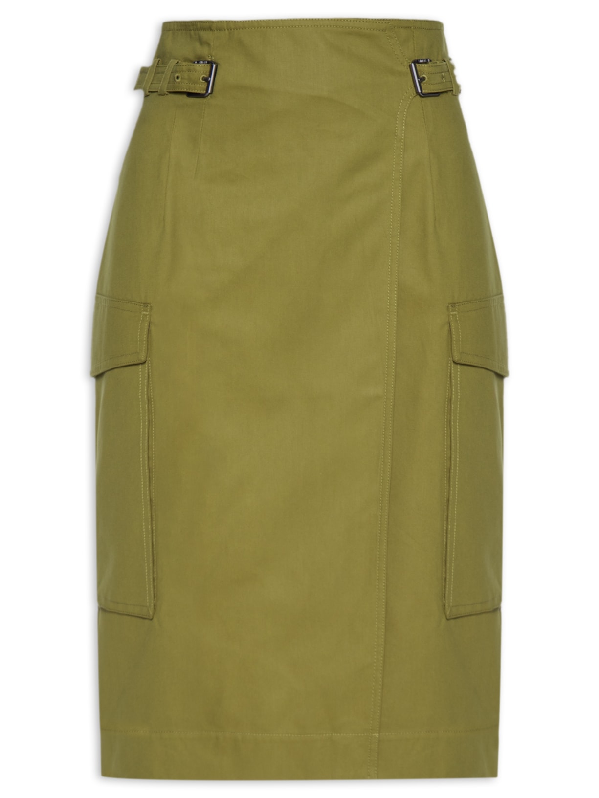 Saia Midi Envelopes Com Bolsos - Verde