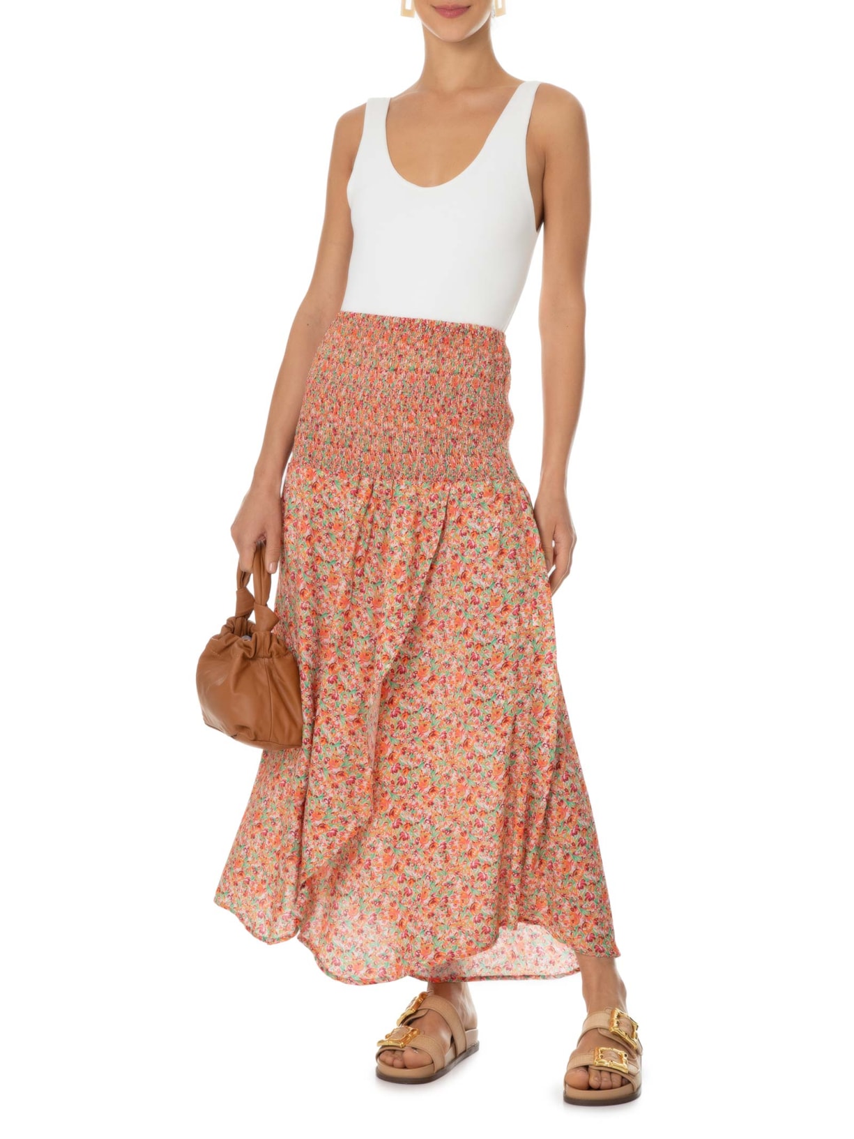 Saia Midi Estampa Alga Rosa Maria Filó