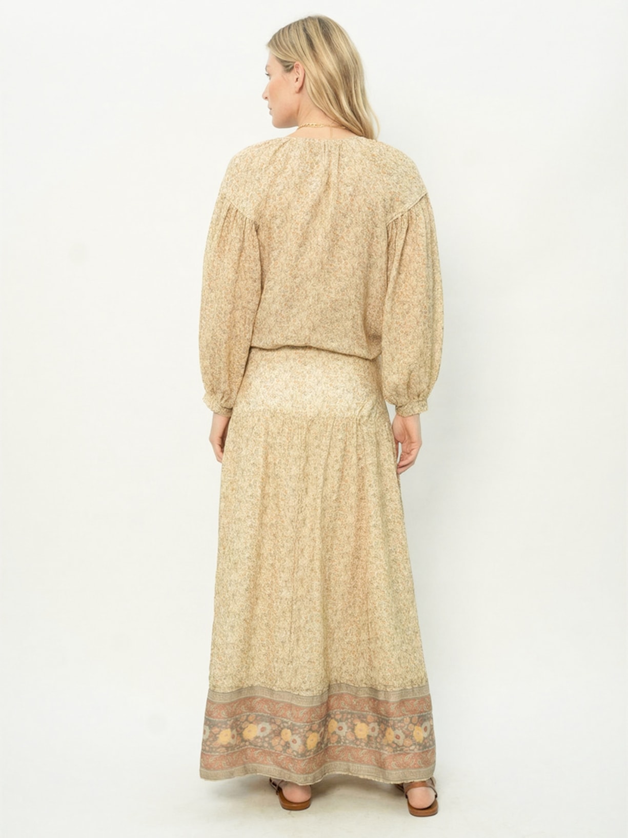 Saia Midi Estampa Amarilis C Amarelo Maria Filó