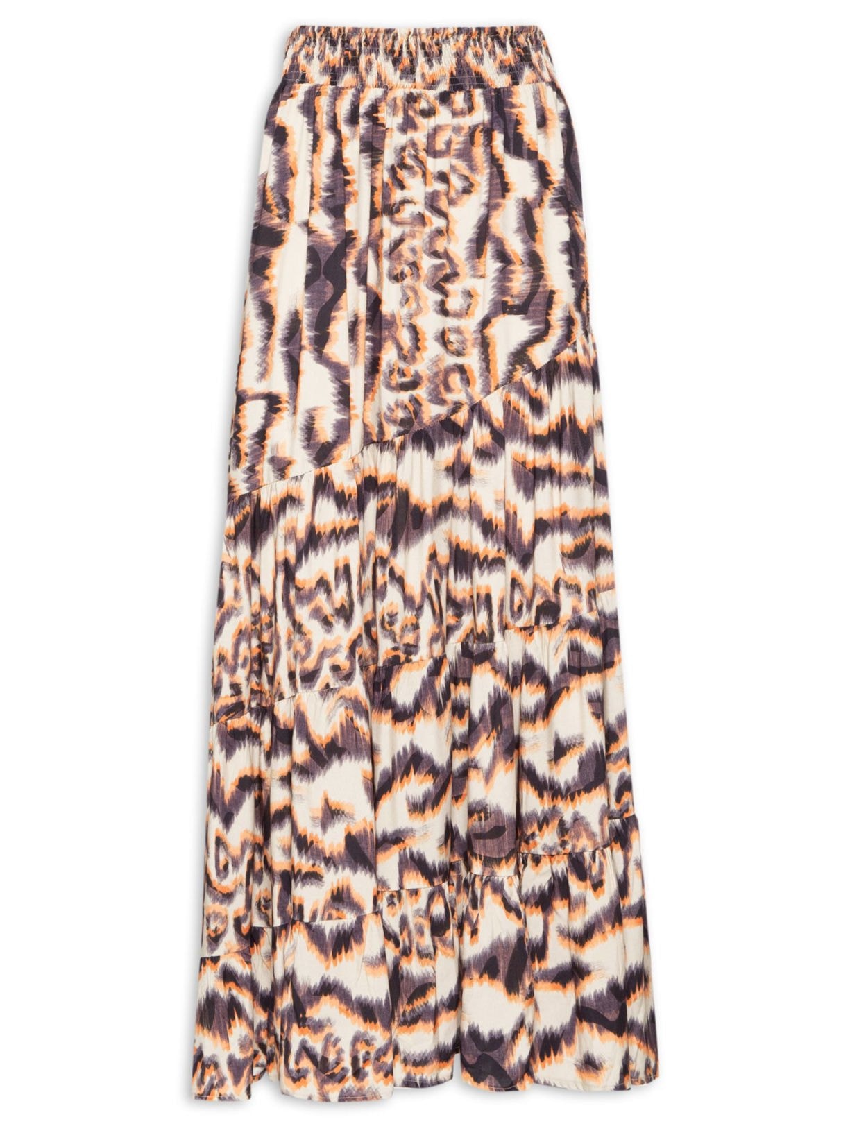 Saia Midi Estampa Animal Marfim - Bege