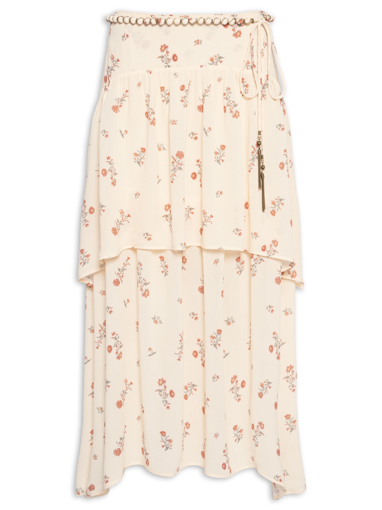 Saia Midi Estampa Aura - Bege