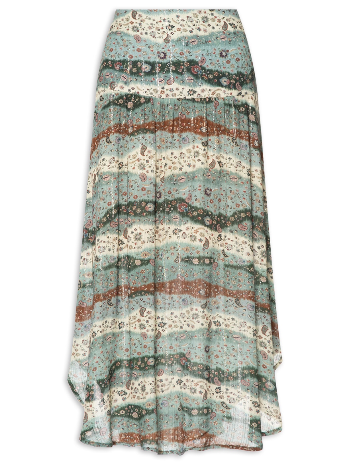 Saia Midi Estampa Blossom - Azul