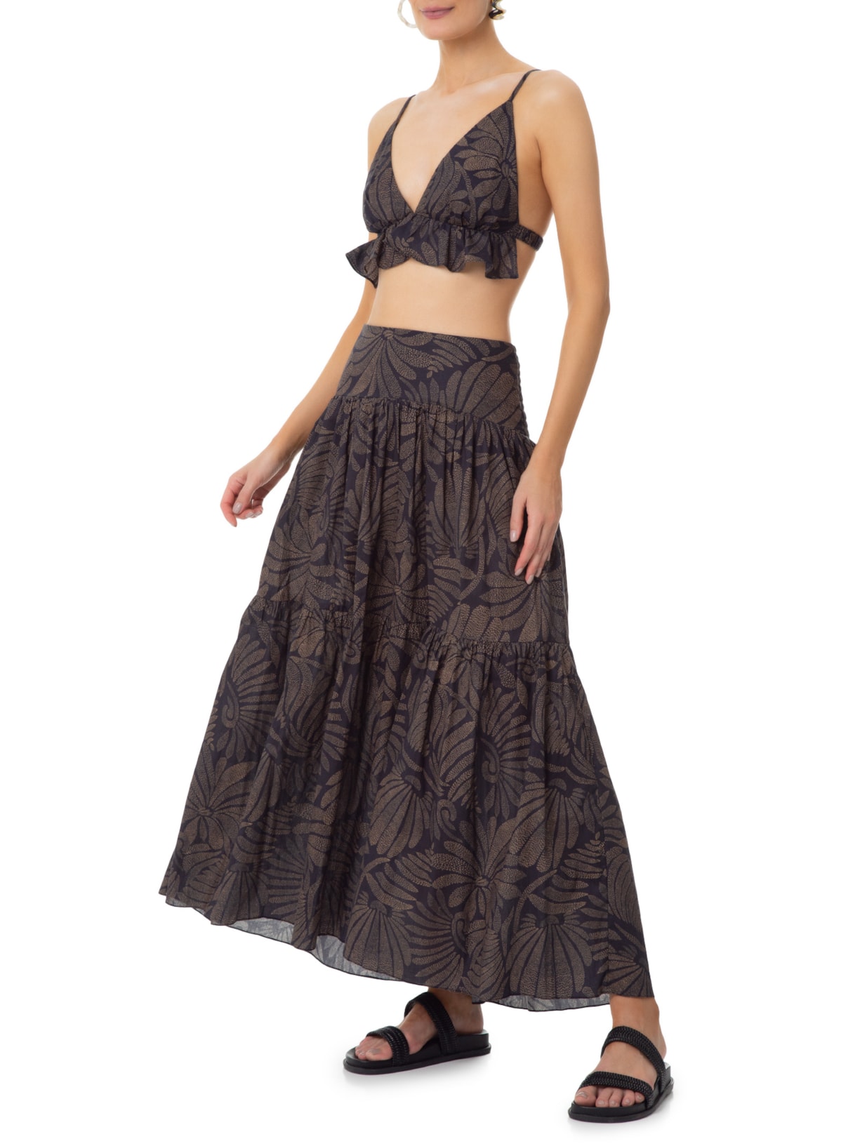 Saia Midi Estampa Bossa Preto Dress To