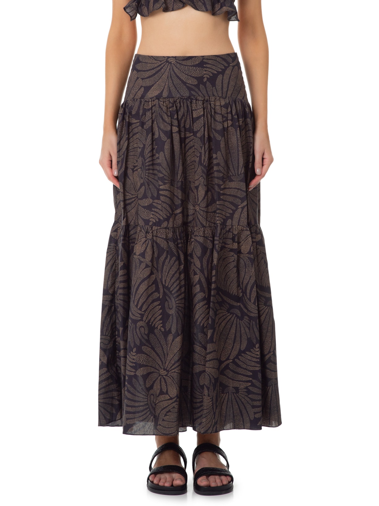 Saia Midi Estampa Bossa Preto Dress To
