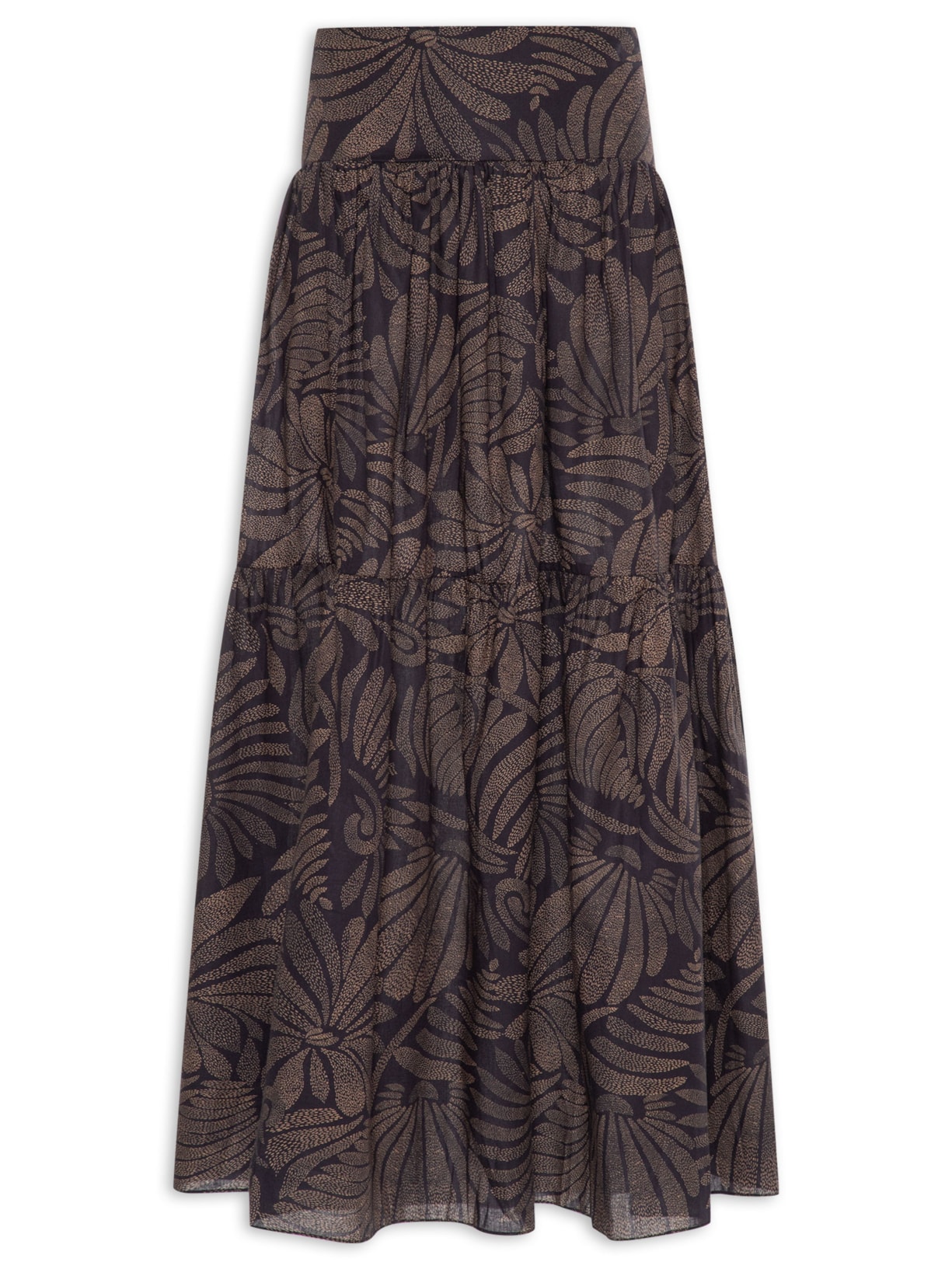 Saia Midi Estampa Bossa - Preto