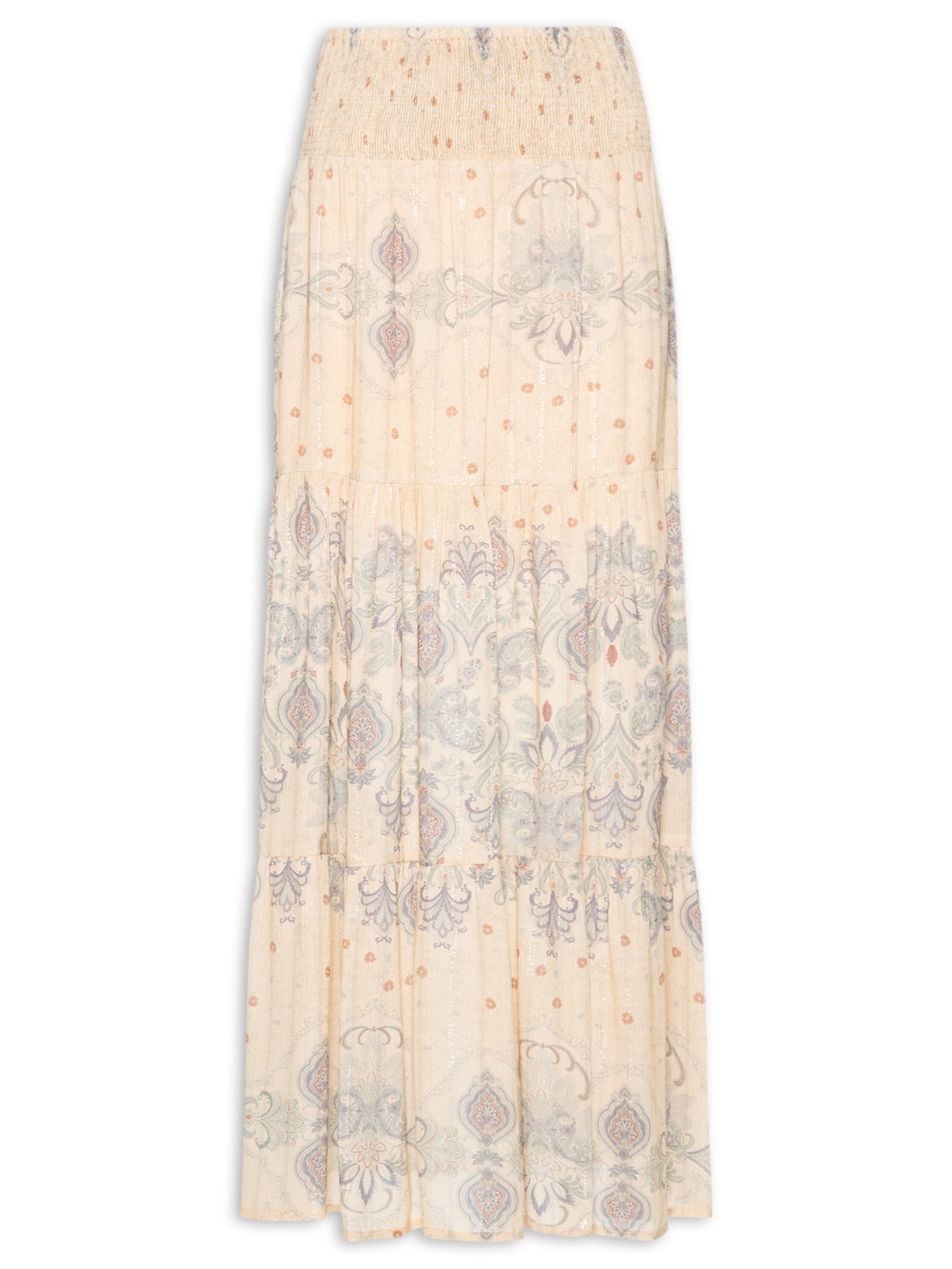 Saia Midi Estampa Brisa - Bege