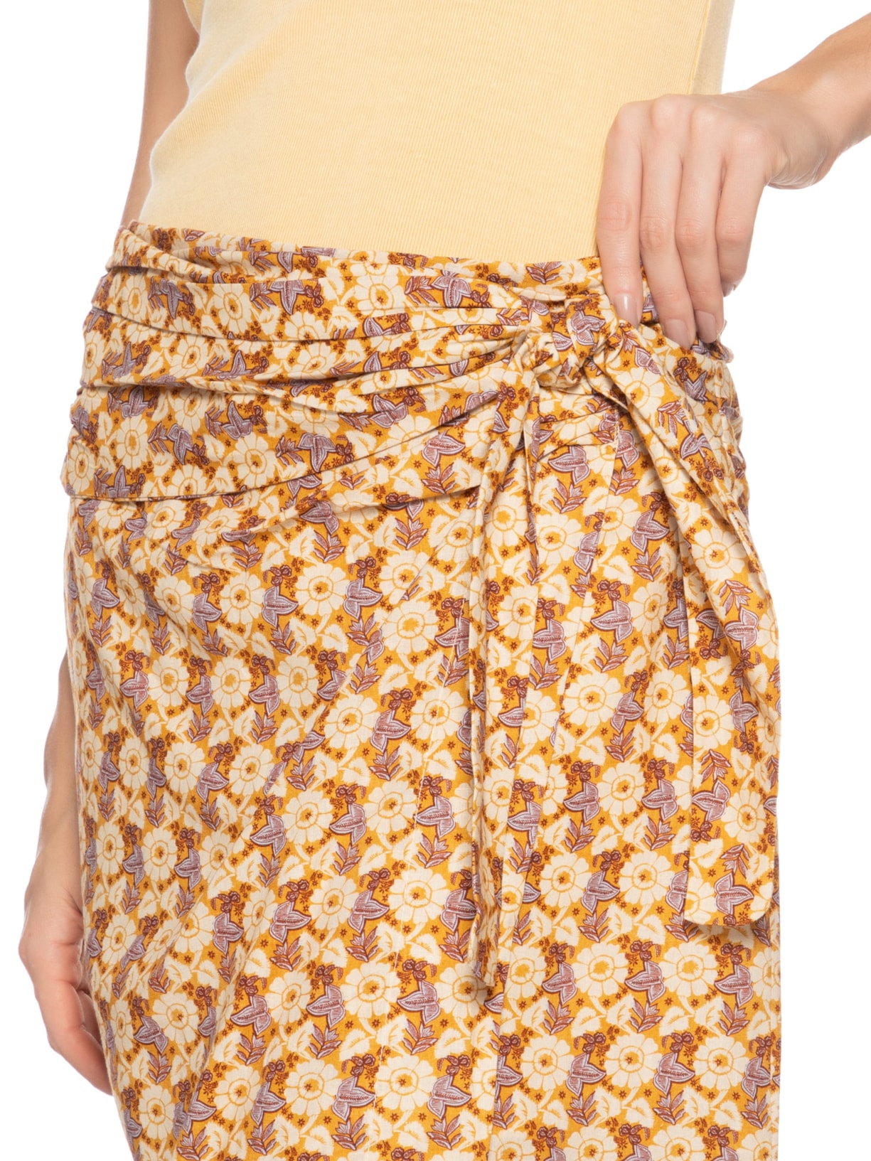 Saia Midi Estampa Cali Bege Maria Filó