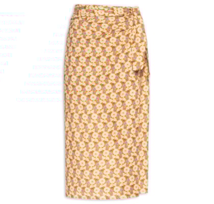 Saia Midi Estampa Cali - Bege