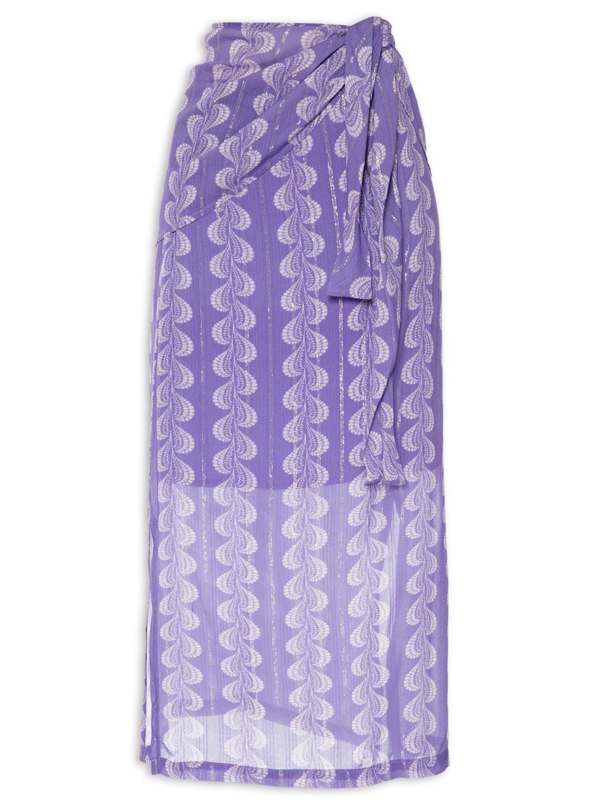 Saia Midi Estampa Curvas - Lilás