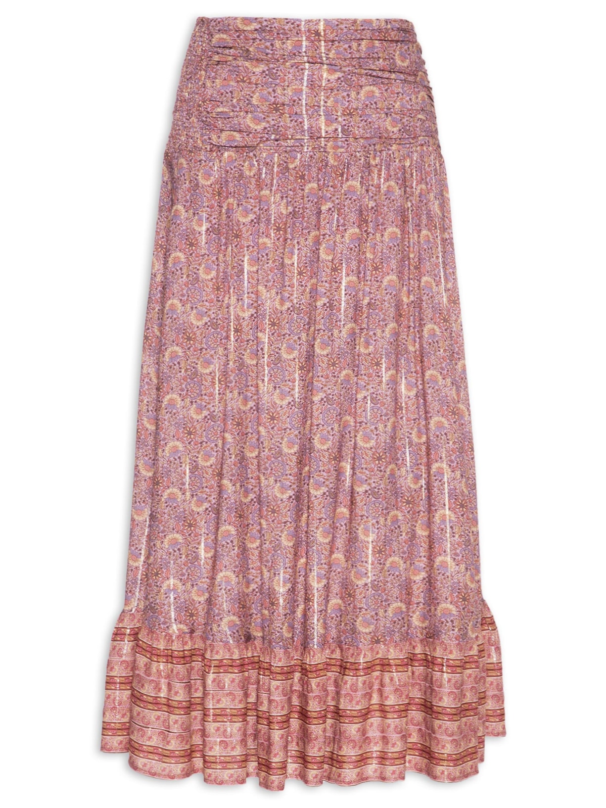 Saia Midi Estampa Flori Rosa Maria Filó