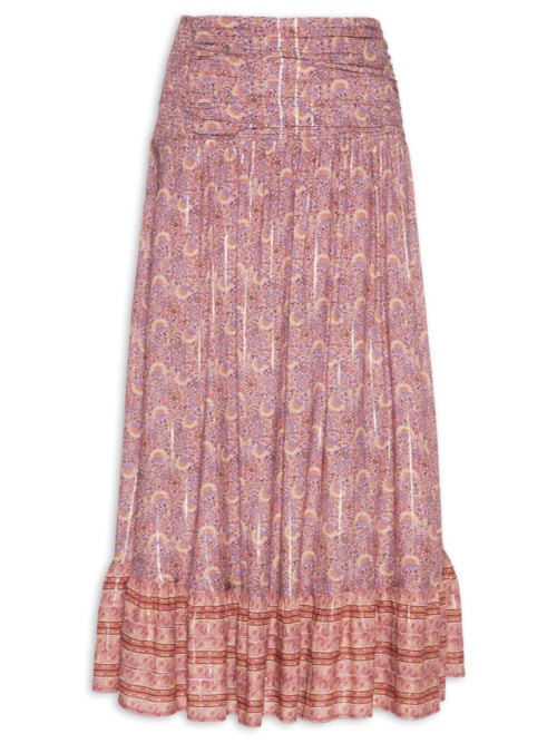 Saia Midi Estampa Flori - Rosa