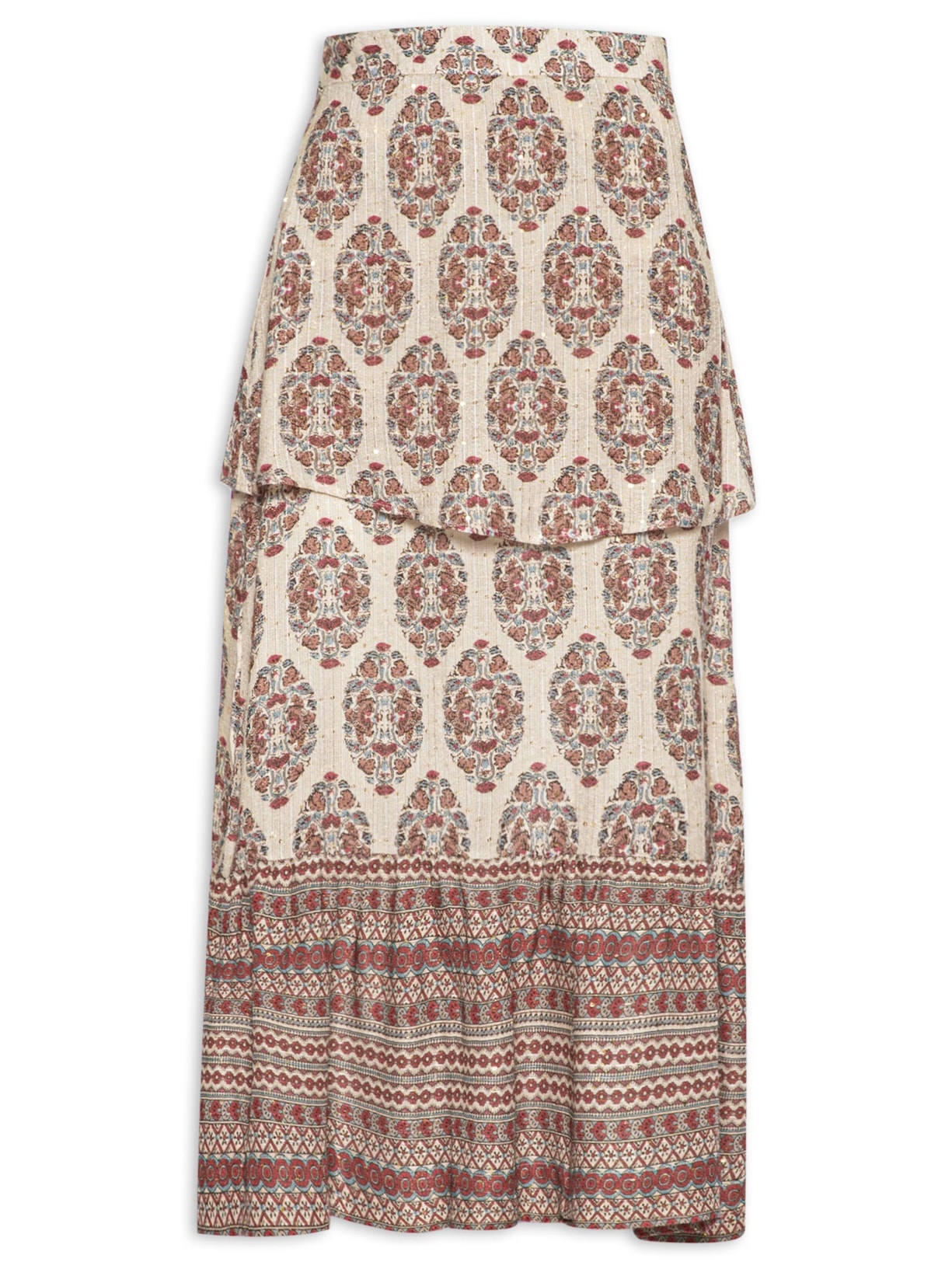 Saia Midi Estampa Johri - Bege