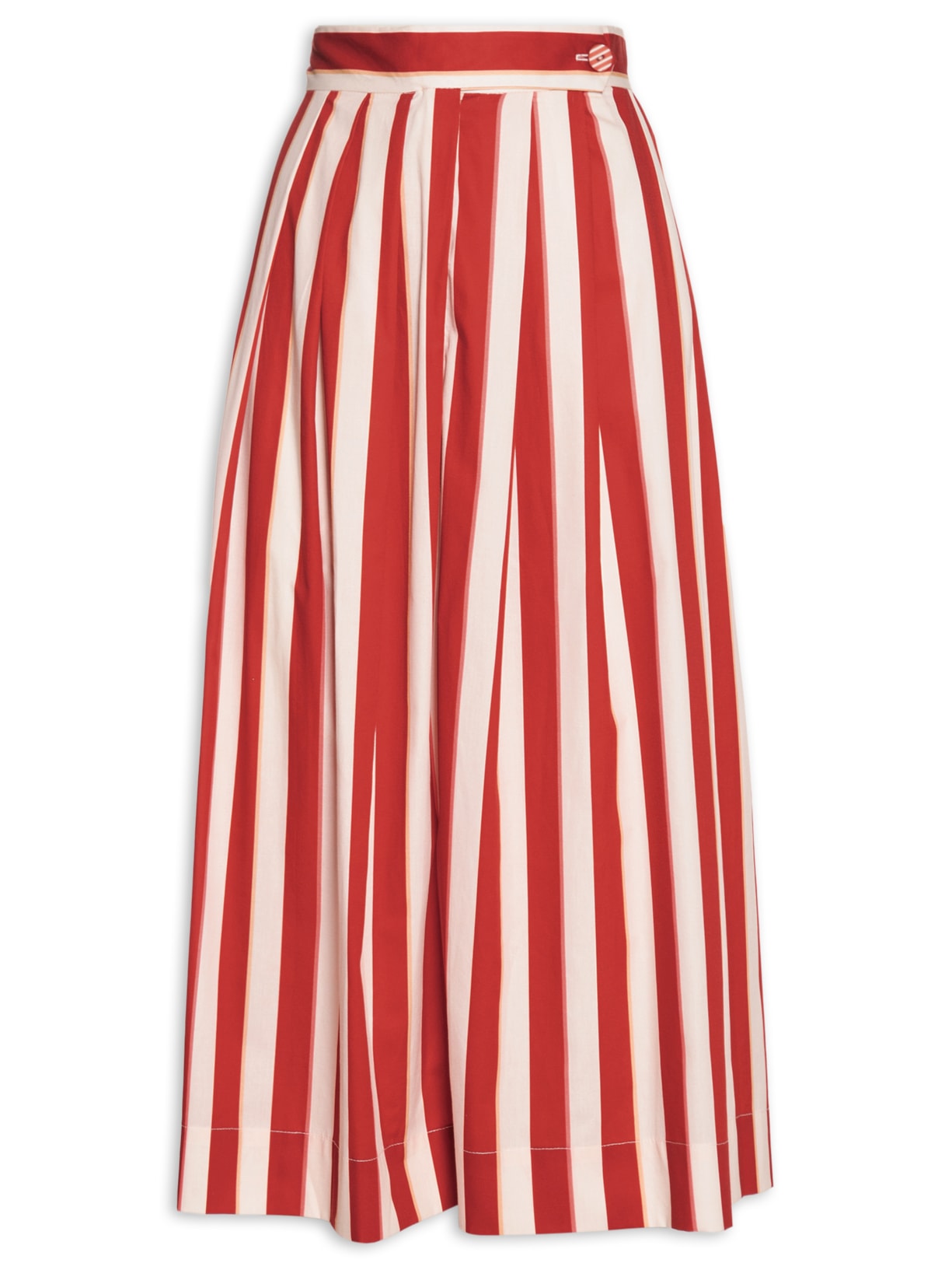 Saia Midi Estampa Listra Maravilha - Vermelho