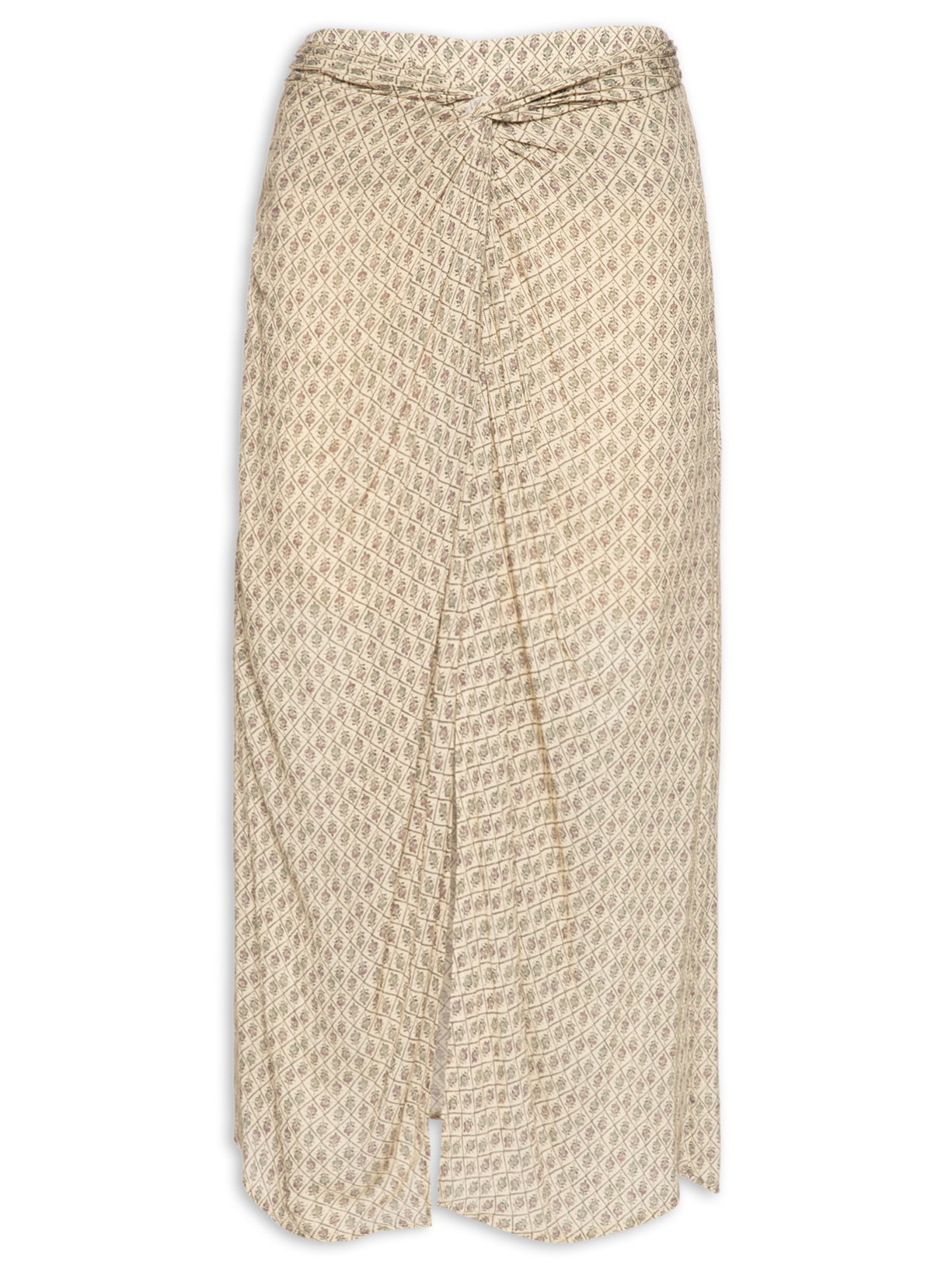 Saia Midi Estampa Lupine - Bege