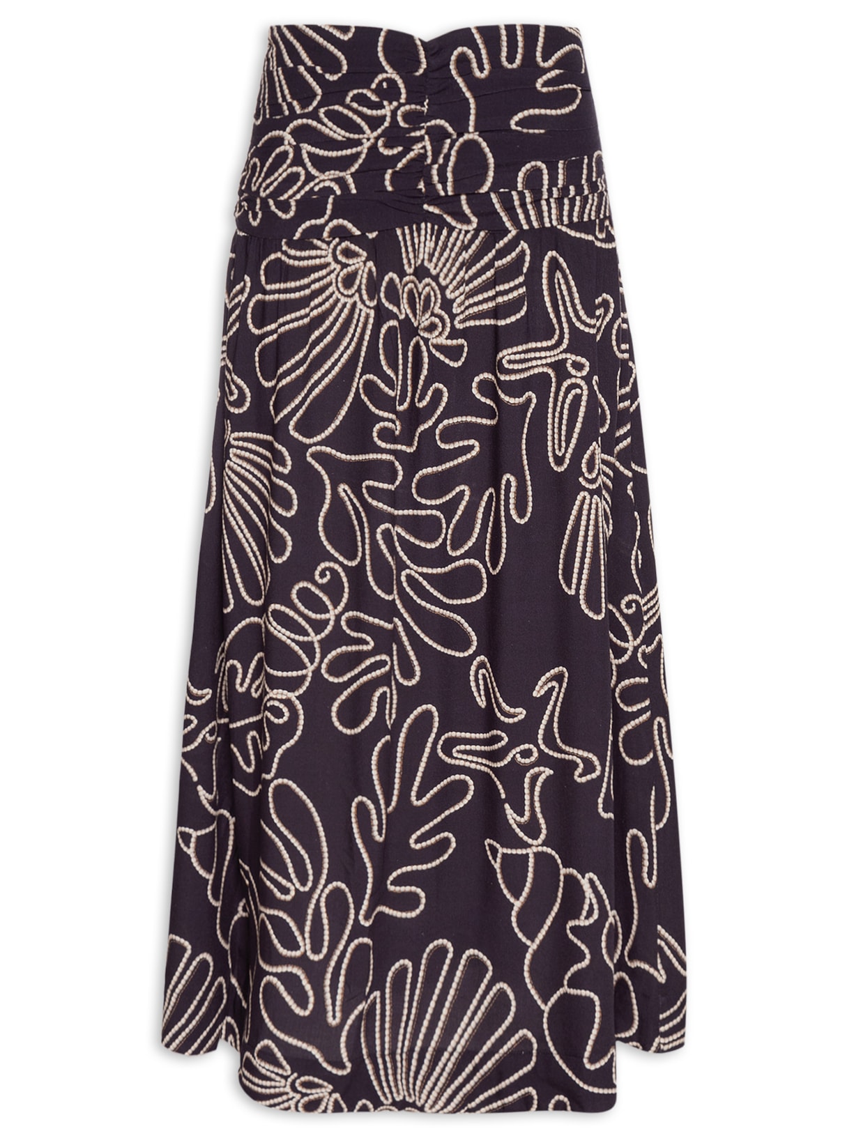 Saia Midi Estampa Mar - Azul