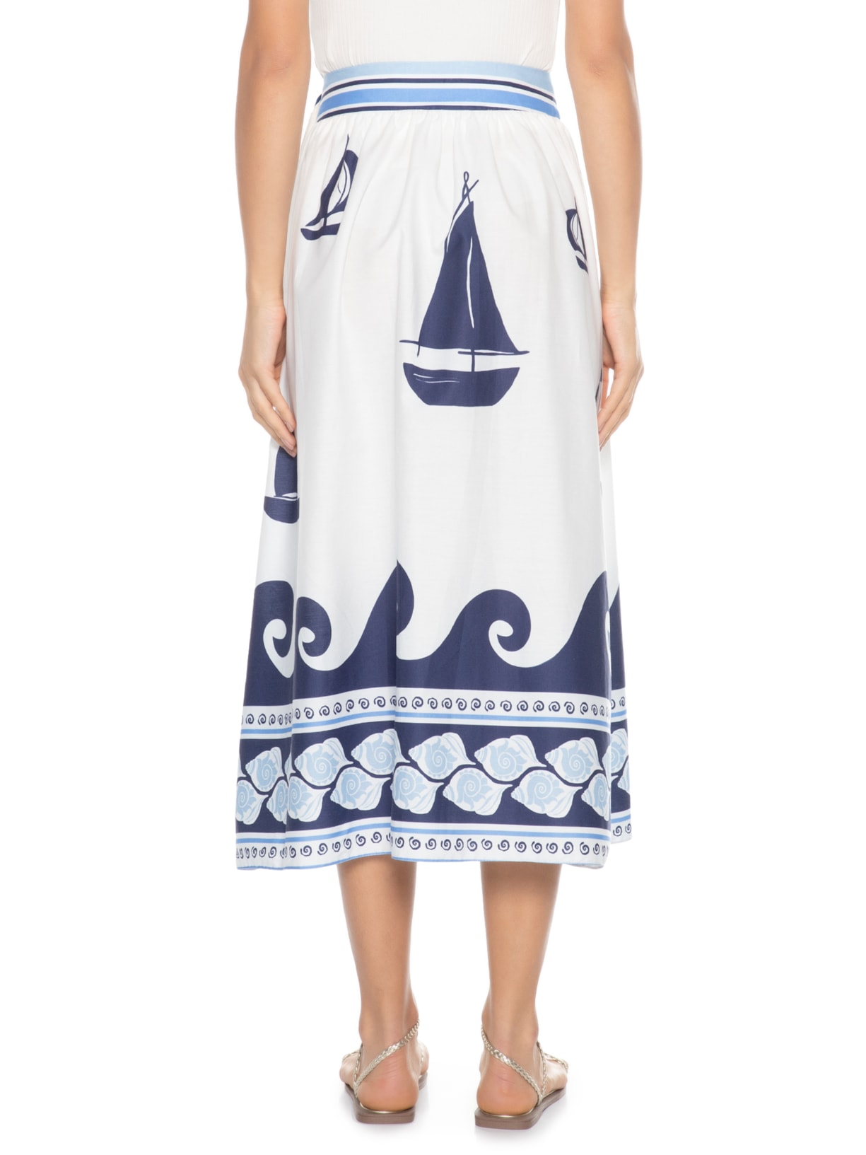 Saia Midi Estampa Maresia Azul Dress To