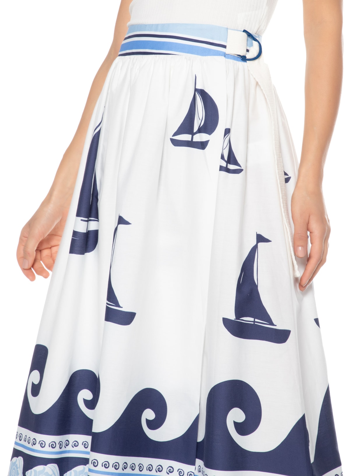Saia Midi Estampa Maresia Azul Dress To