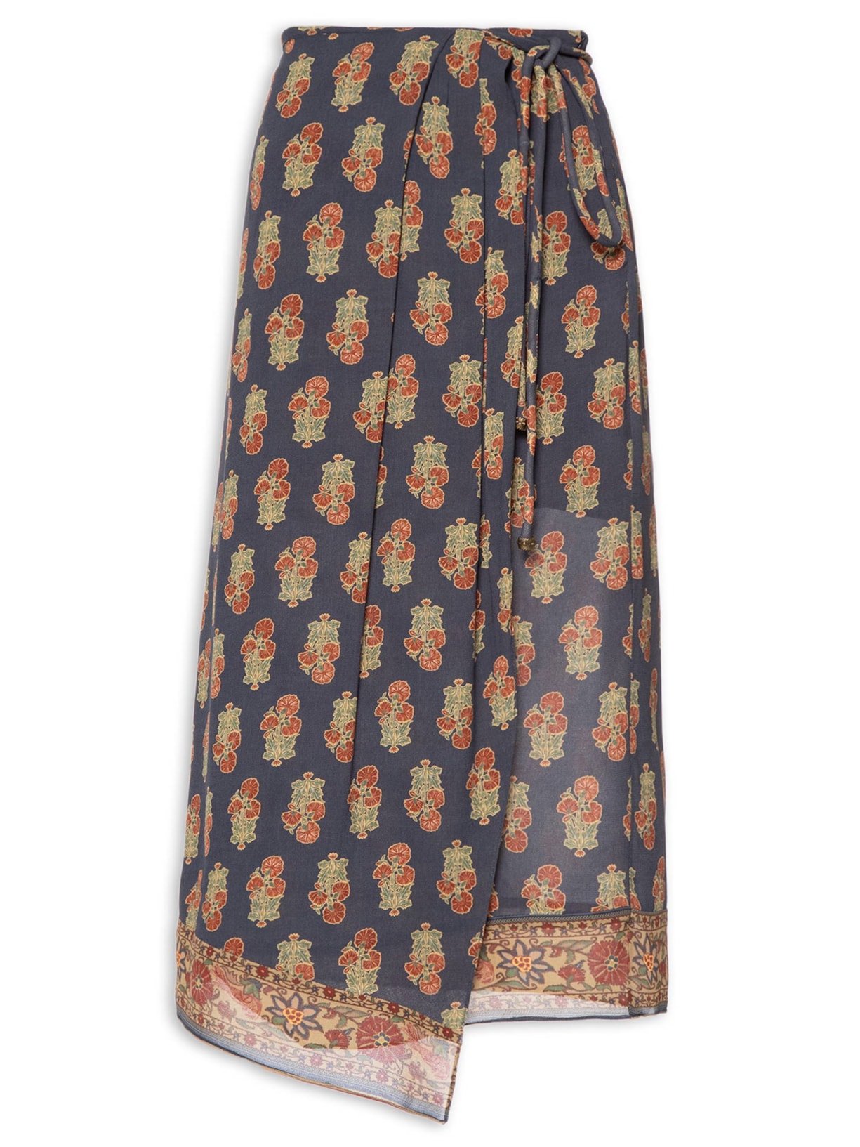 Saia Midi Estampa Memórias - Azul