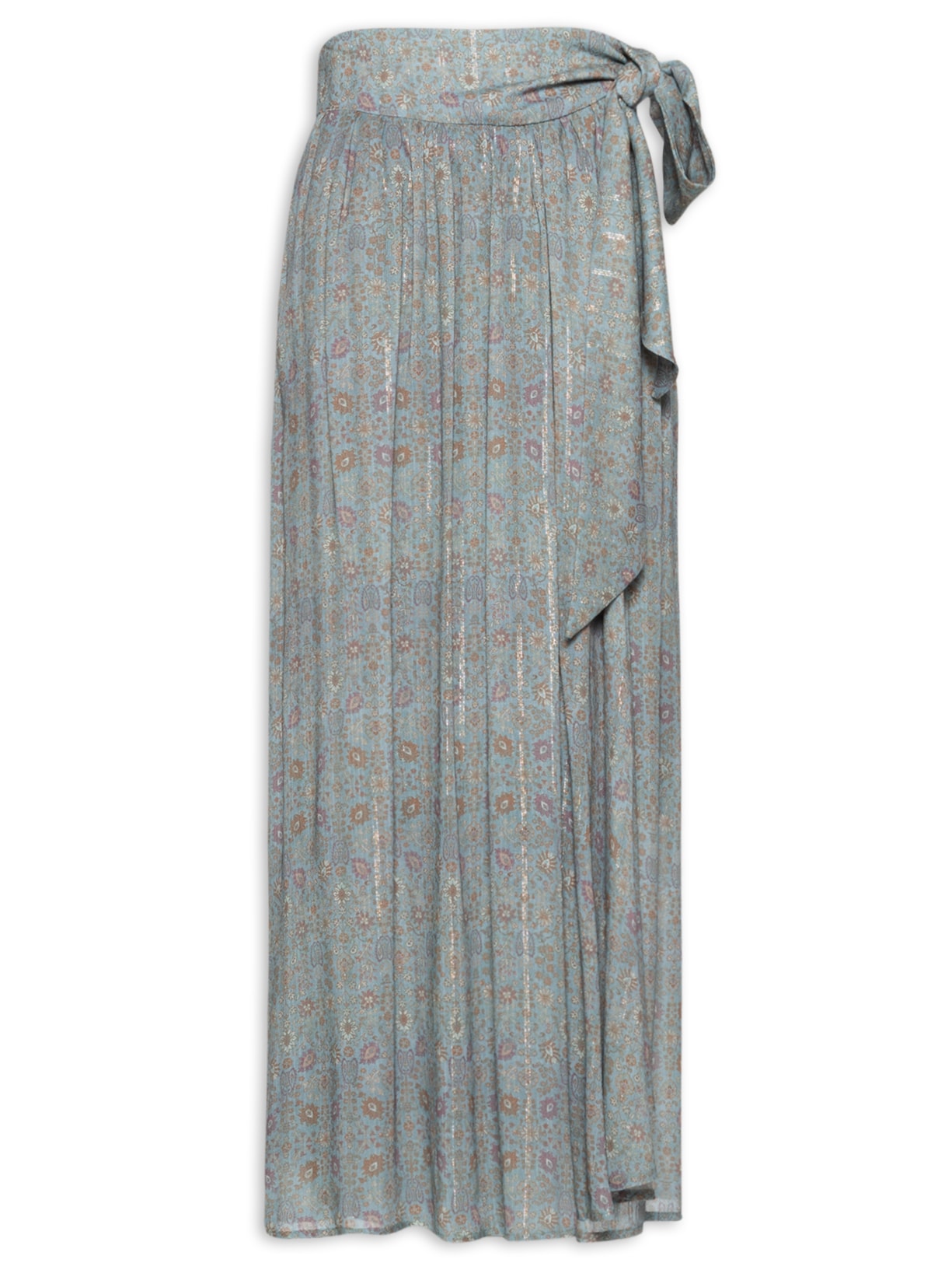 Saia Midi Estampa Sisal - Azul