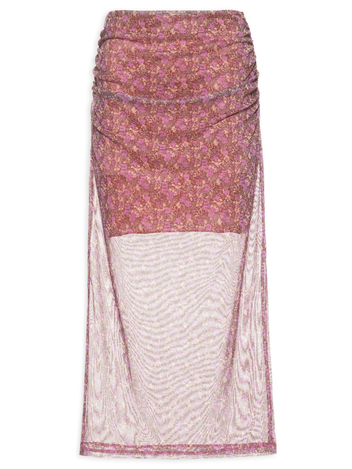 Saia Midi Estampa Violet Roxo Maria Filó