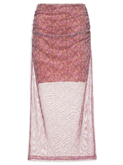 Saia Midi Estampa Violet - Roxo