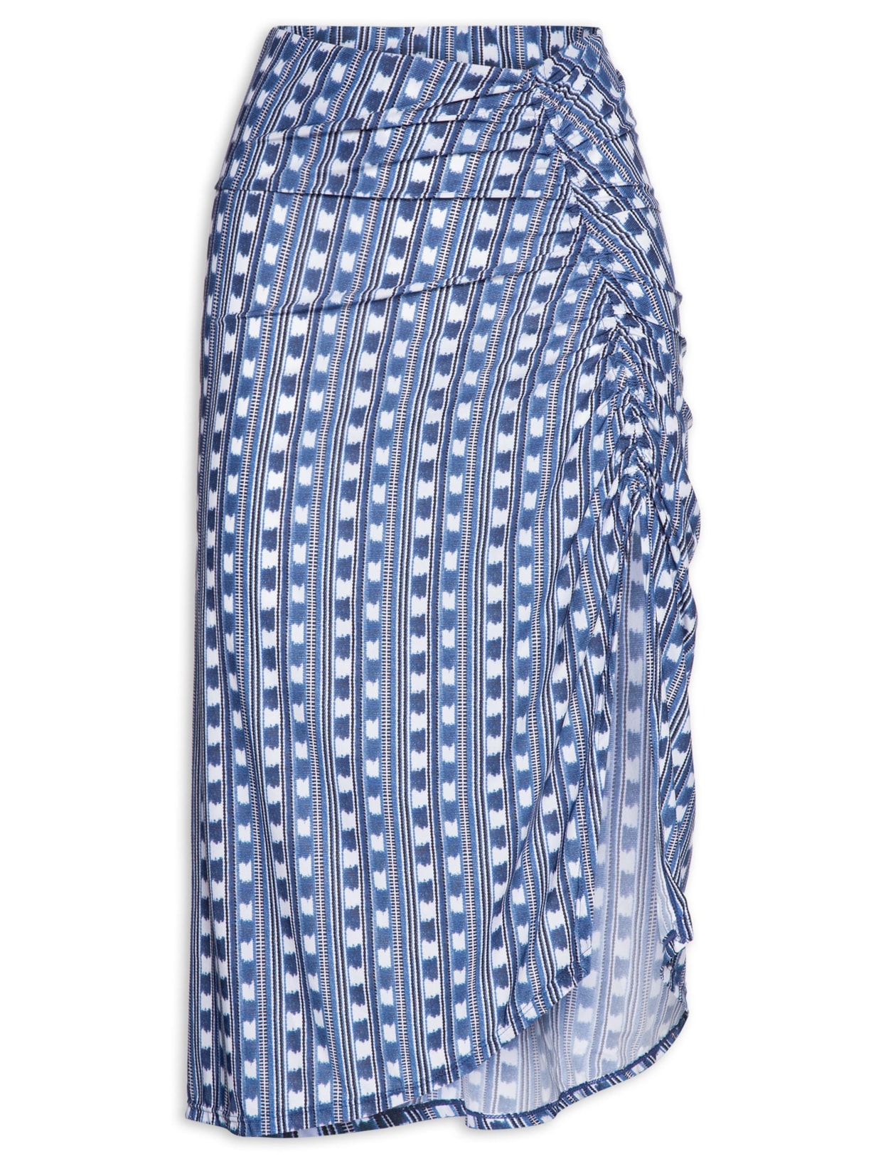 Saia Midi Estampada - Azul