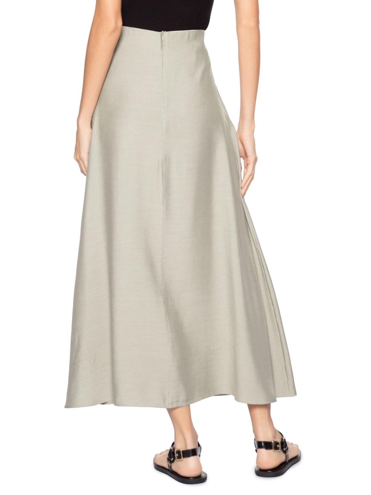 Saia Midi Evasê Bege Basiq