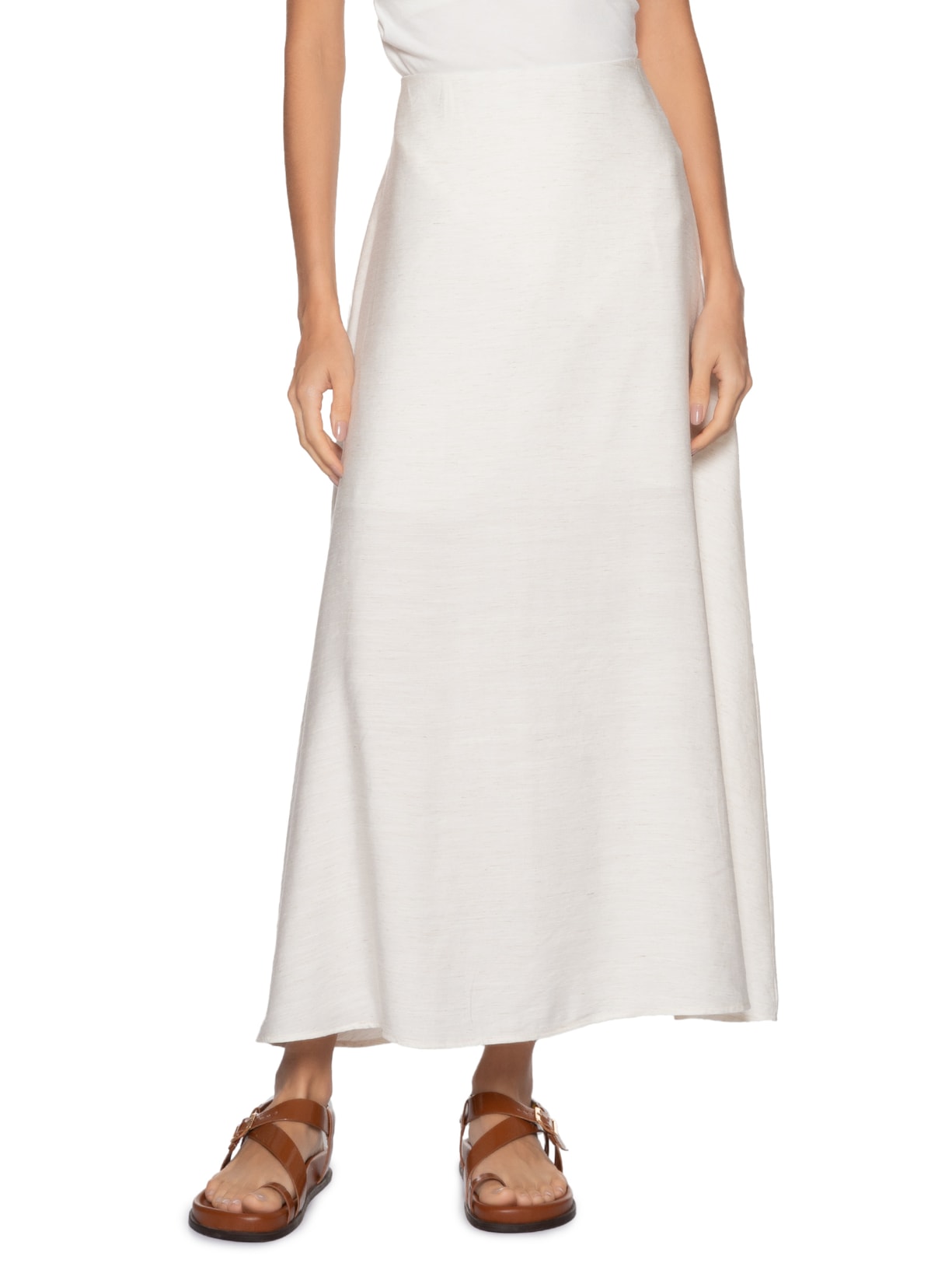Saia Midi Evasê - Off White by BASIQ