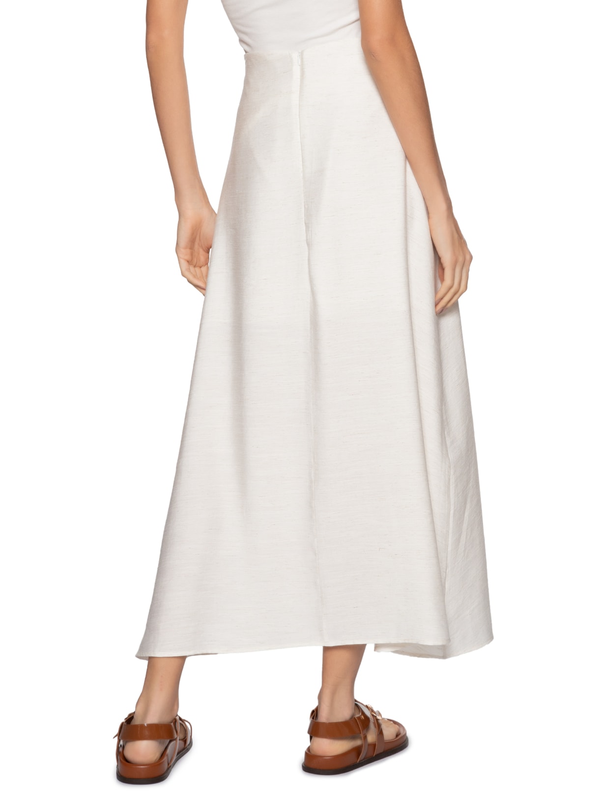 Saia Midi Evasê Off White Basiq