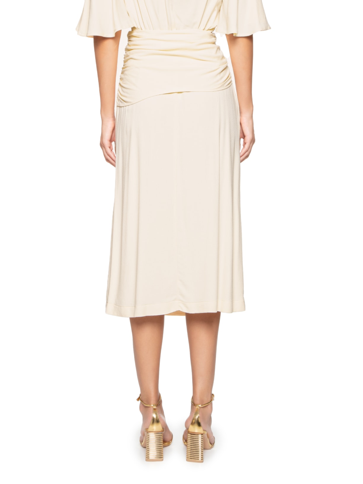 Saia Midi Faixa Bege Maria Filó