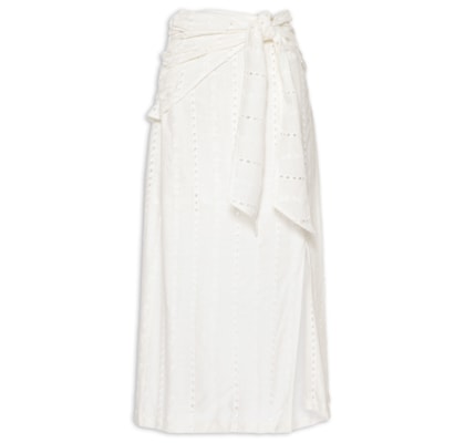 Saia Midi Faixa Bordado Listra Bali - Branco