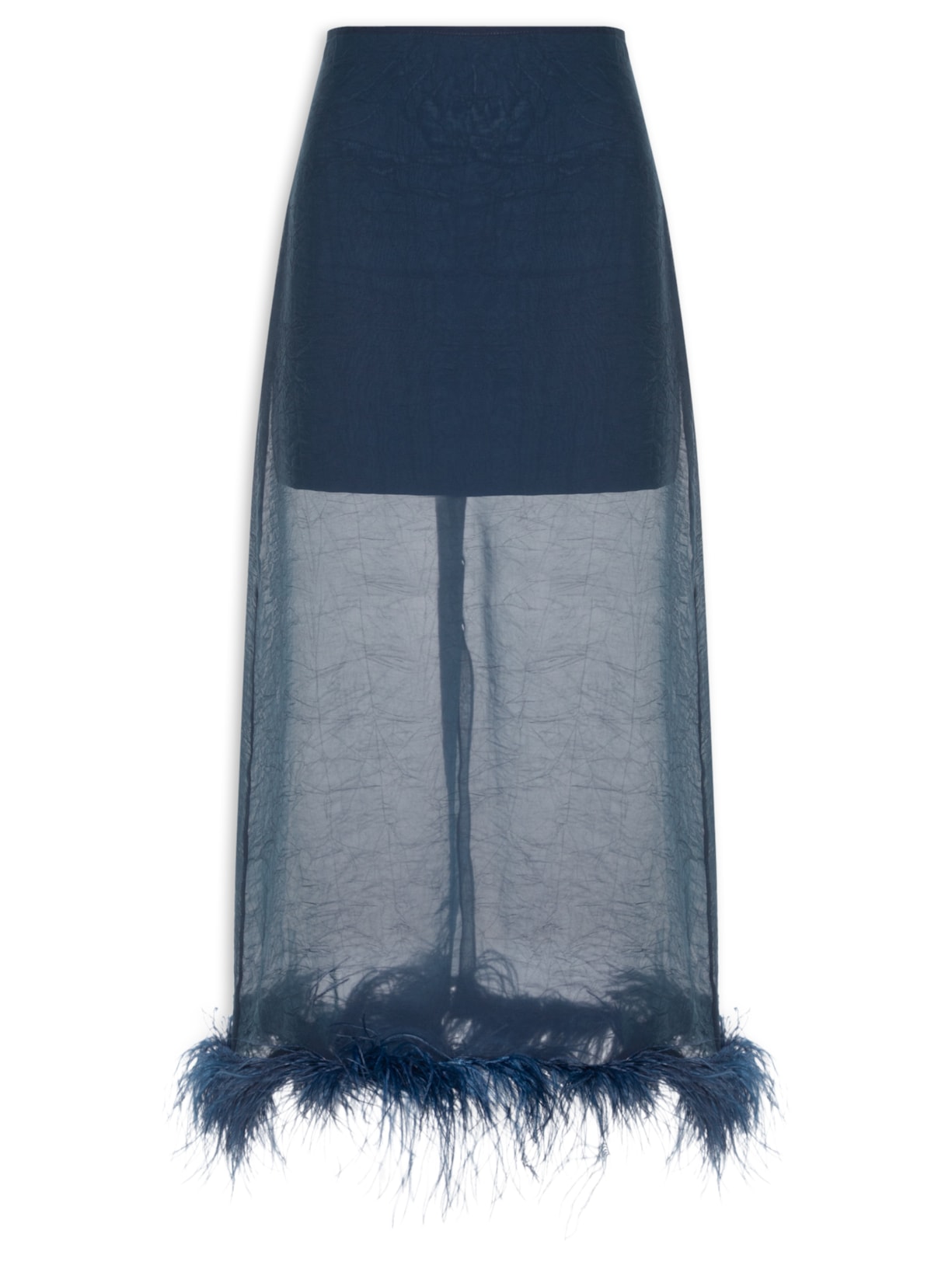 Saia Midi Feather Azul Marina Bitu