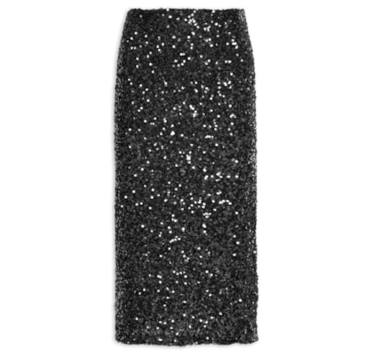 Saia Midi Feminina em Paete - Preto