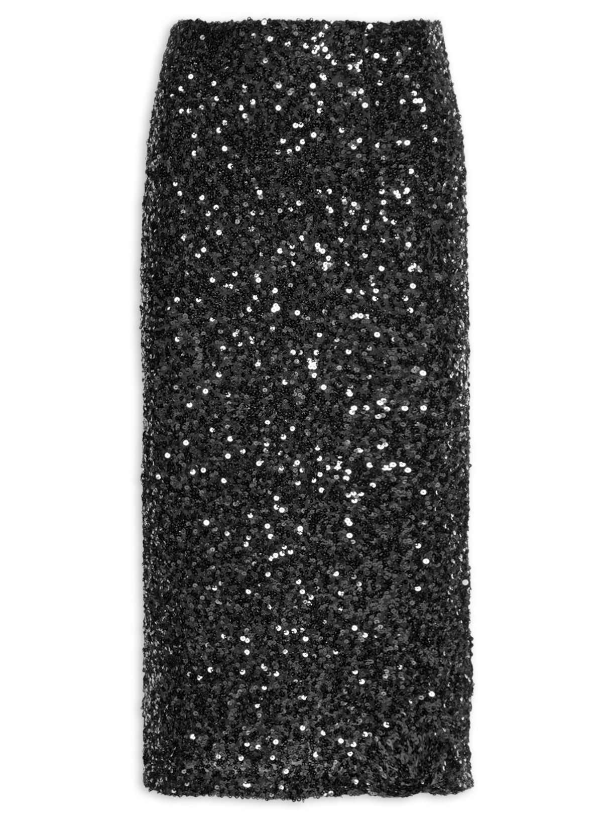 Saia Midi Feminina em Paete - Preto