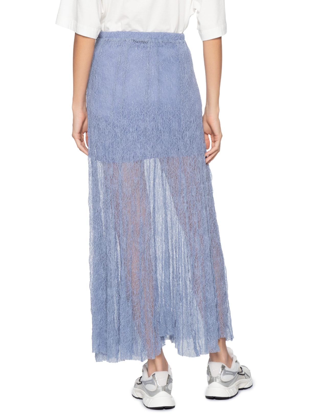 Saia Midi Feminina Em Renda Azul Market 33