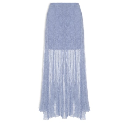 Saia Midi Feminina Em Renda - Azul
