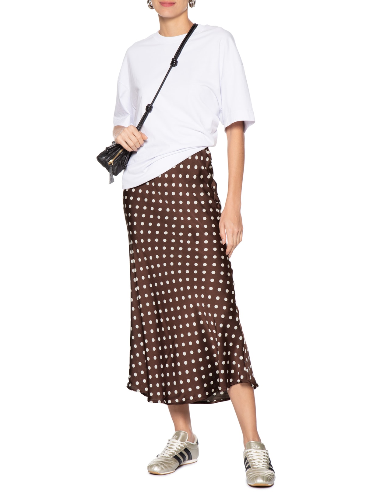 Saia Midi Feminina Em Renda Marrom Market 33