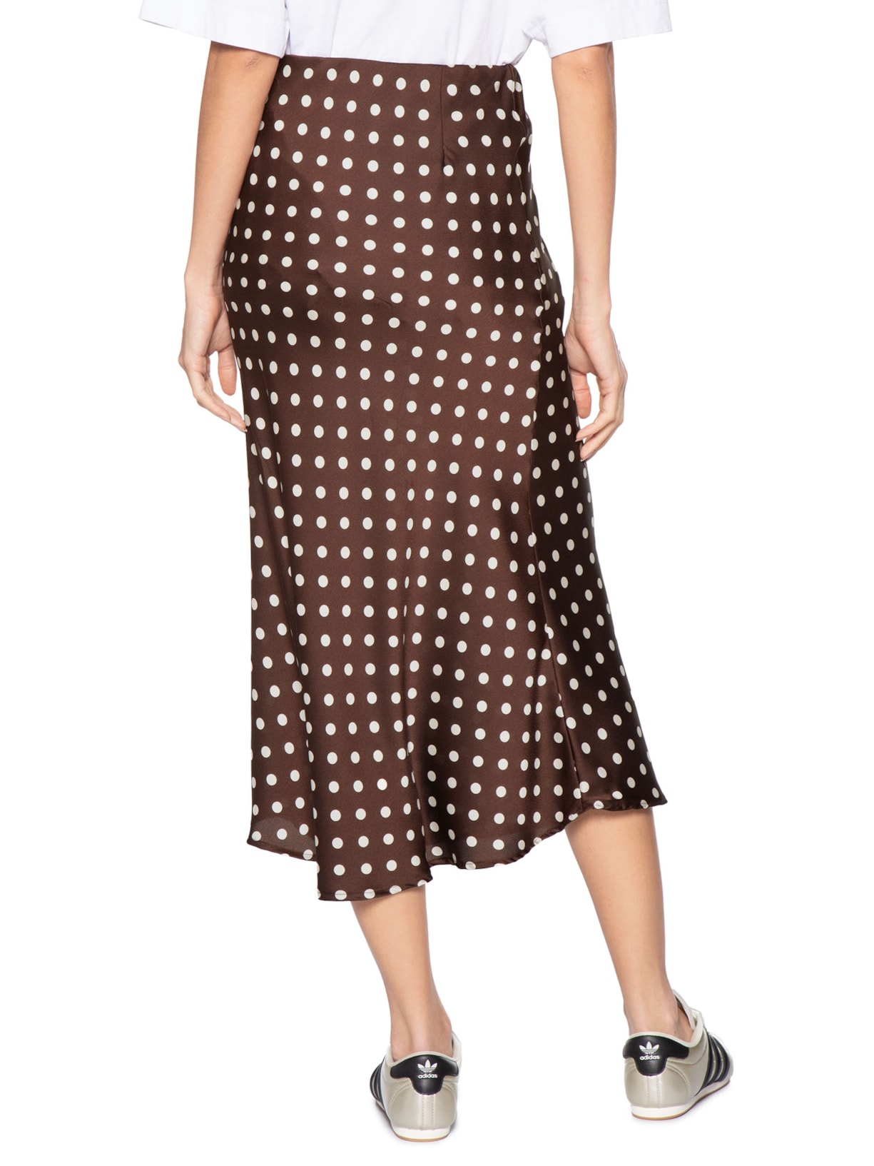 Saia Midi Feminina Em Renda Marrom Market 33