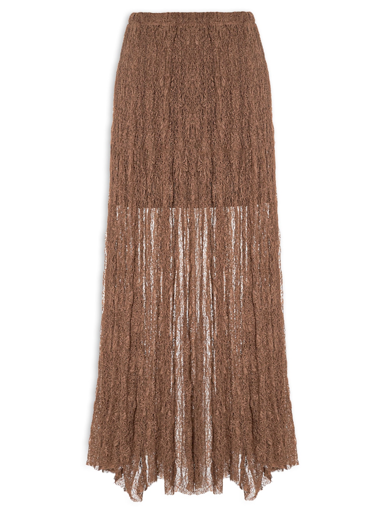 Saia Midi Feminina Em Renda Marrom Market 33