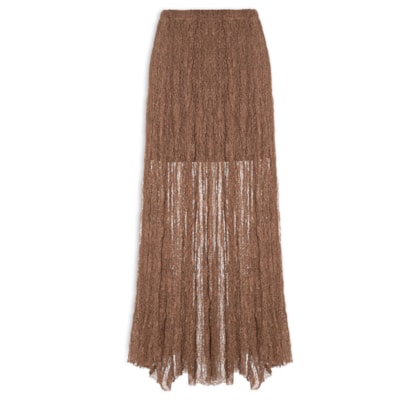 Saia Midi Feminina Em Renda - Marrom