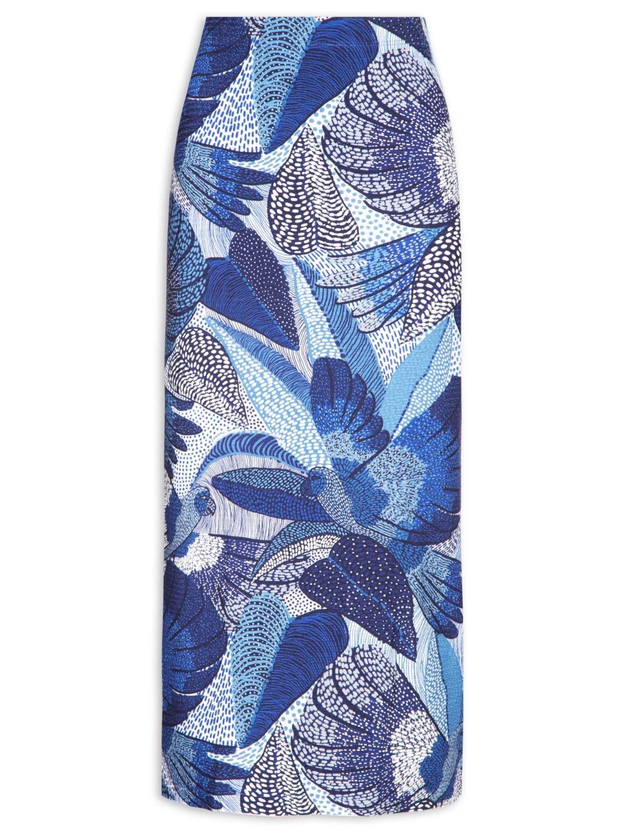 Saia Midi Festa de Pássaro - Azul