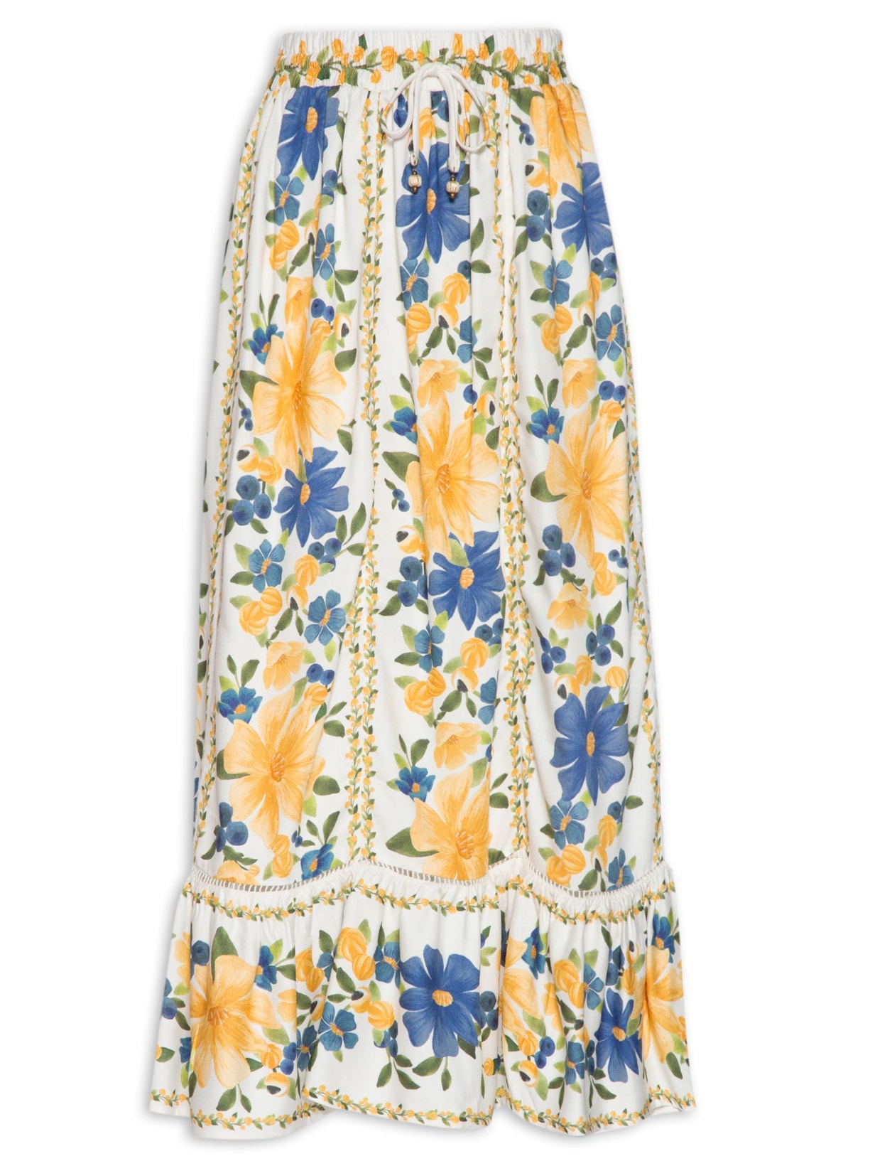 Saia Midi Flor De Açai - Off White