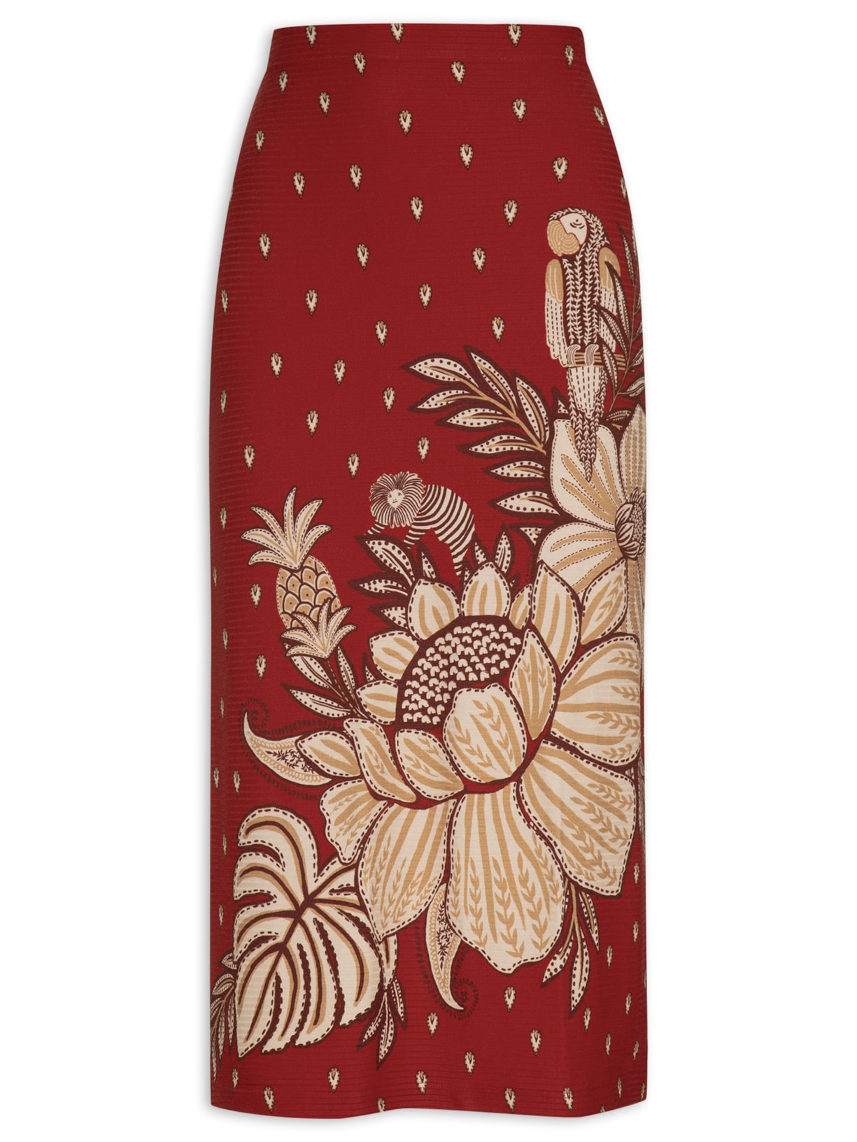 Saia Midi Floral Bloom - Vermelho