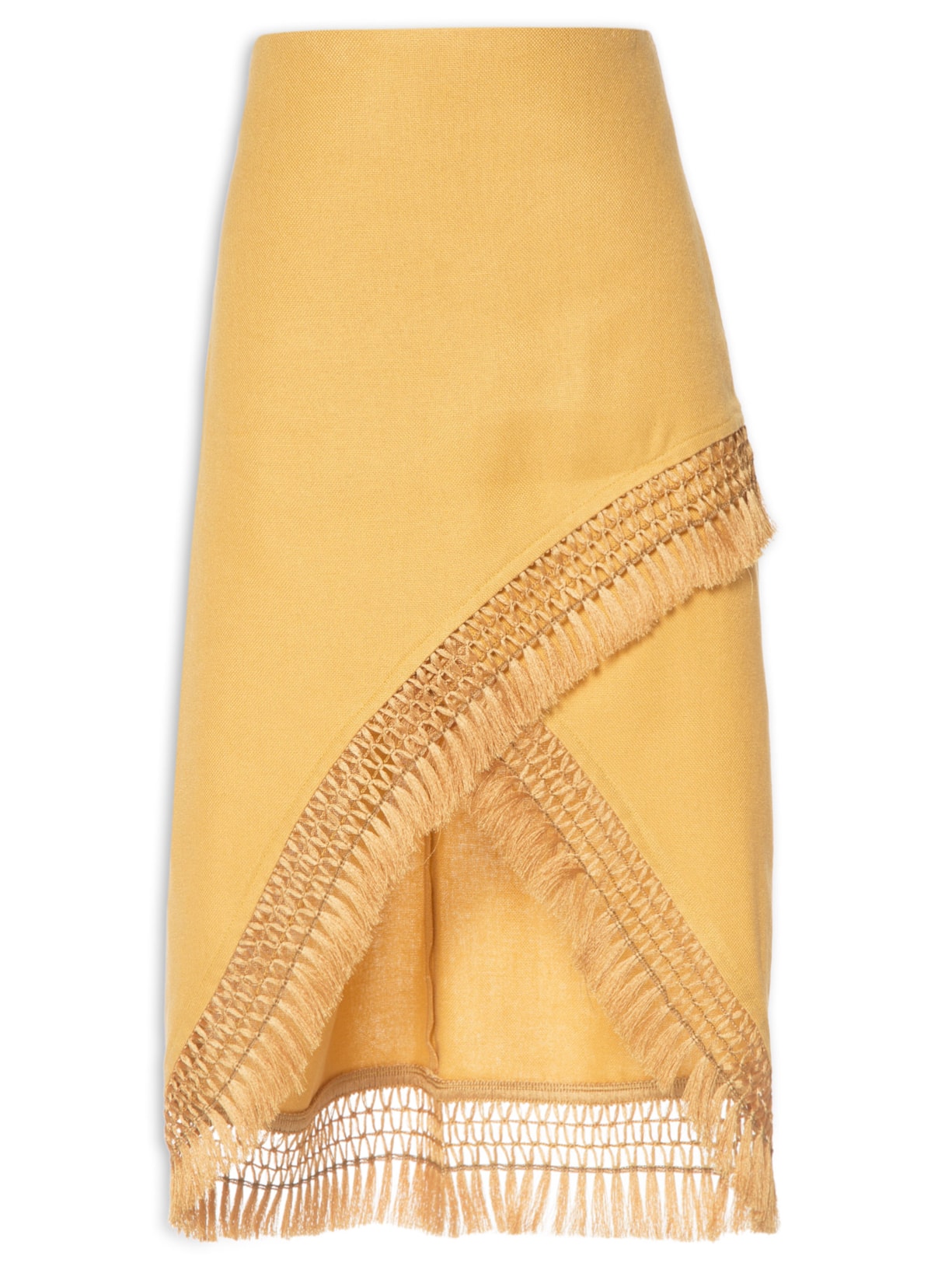 Saia Midi Franja - Amarelo