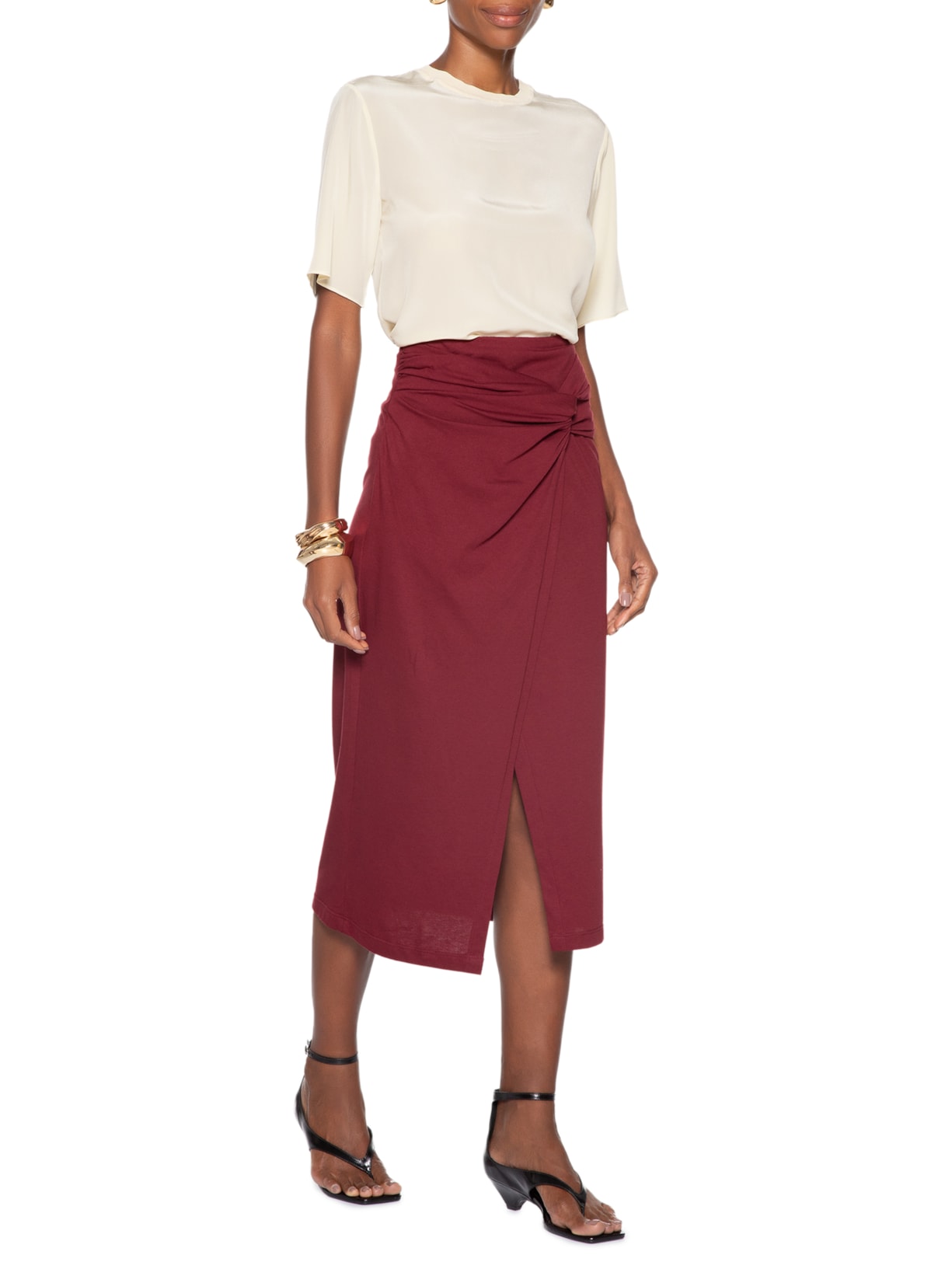 Saia Midi Frente Torcida Vermelho Animale