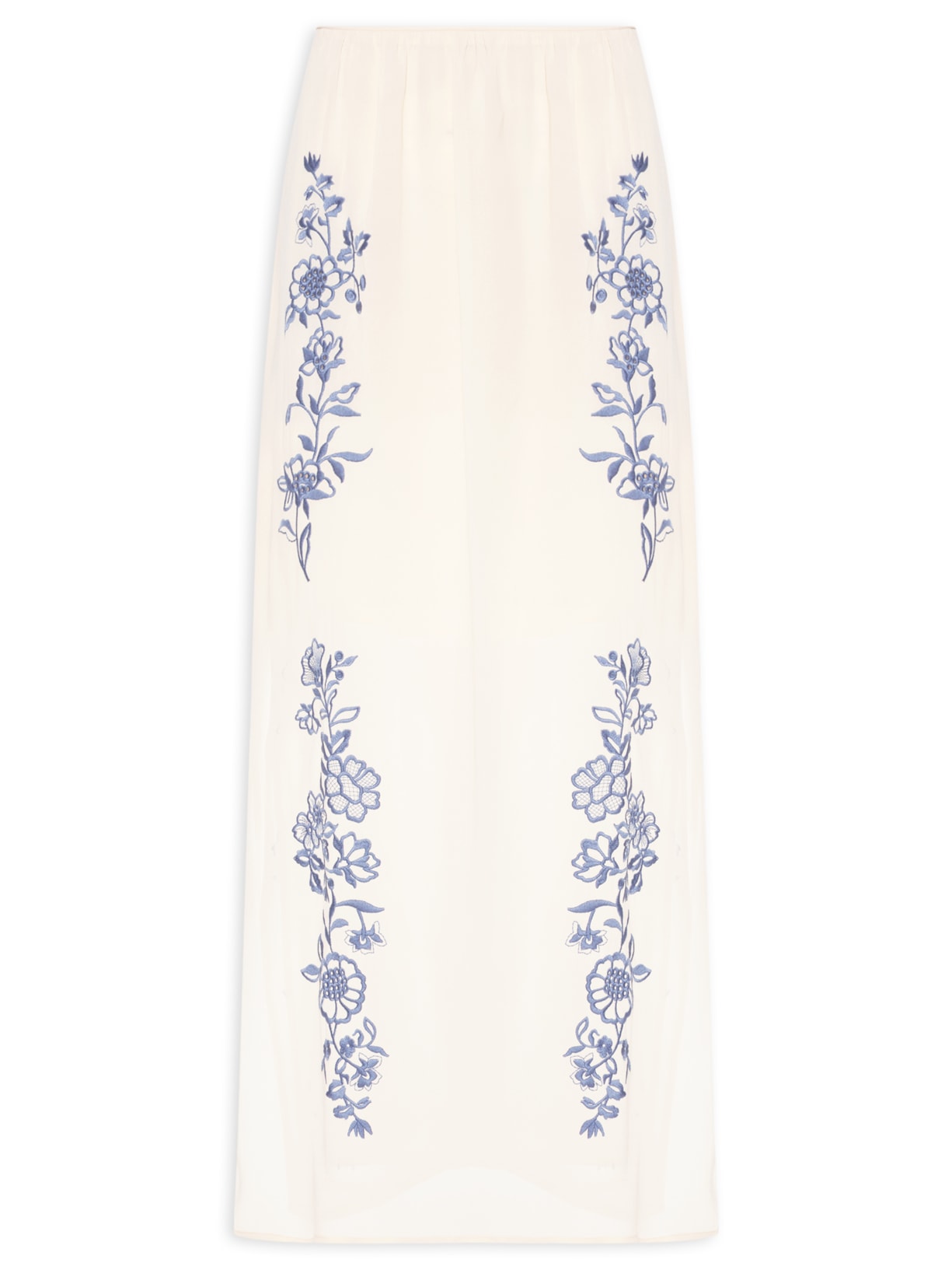 Saia Midi Ggt Bordado Off White Maria Filó