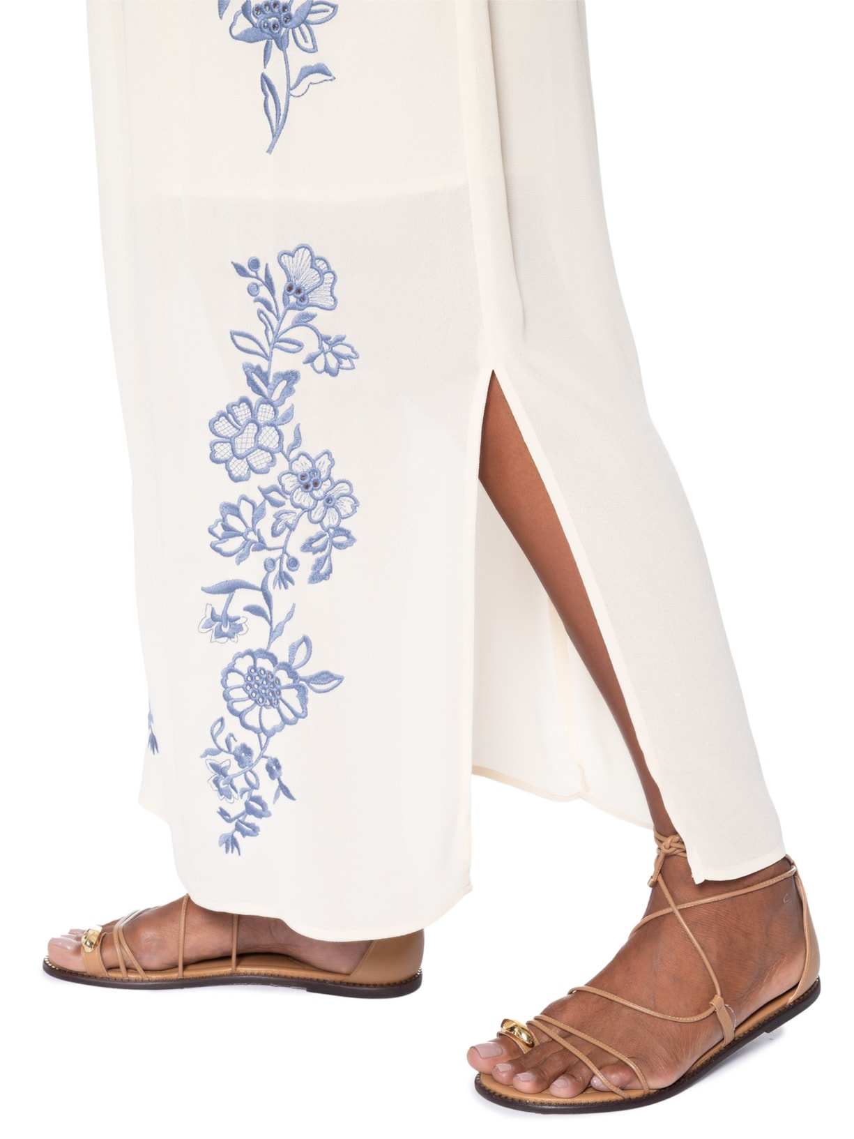 Saia Midi Ggt Bordado Off White Maria Filó