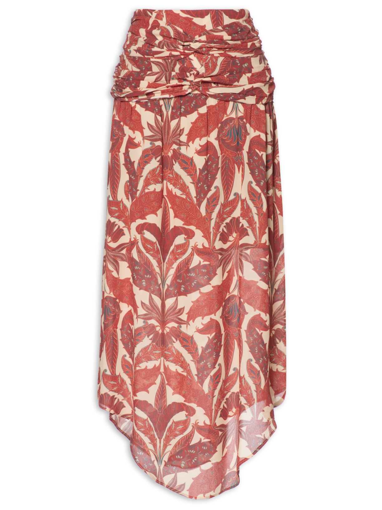 Saia Midi GGT Estampa Aisha - Vermelho