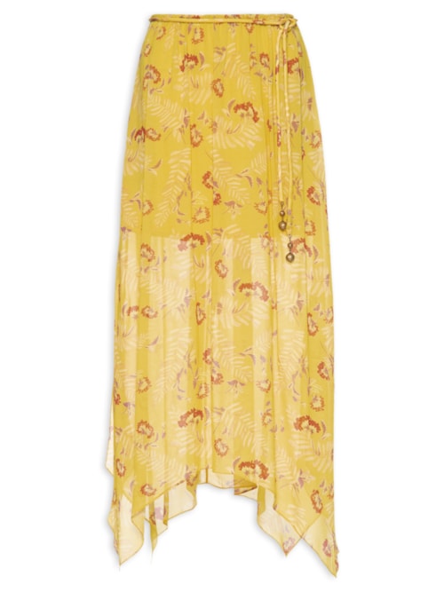 Saia Midi Ggt Estampa Daisy - Amarelo